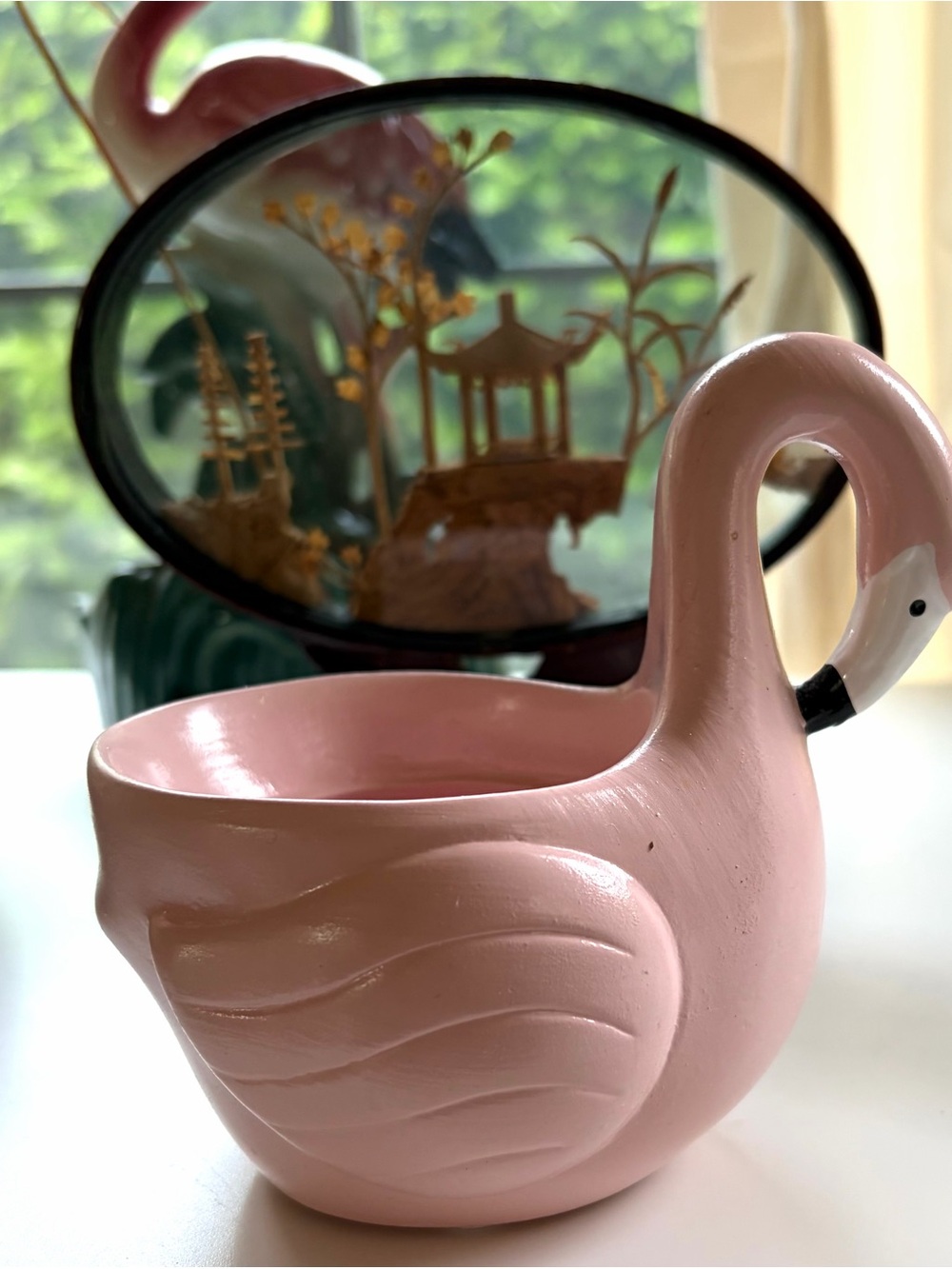 Pink Flamingo plant pot planter  small